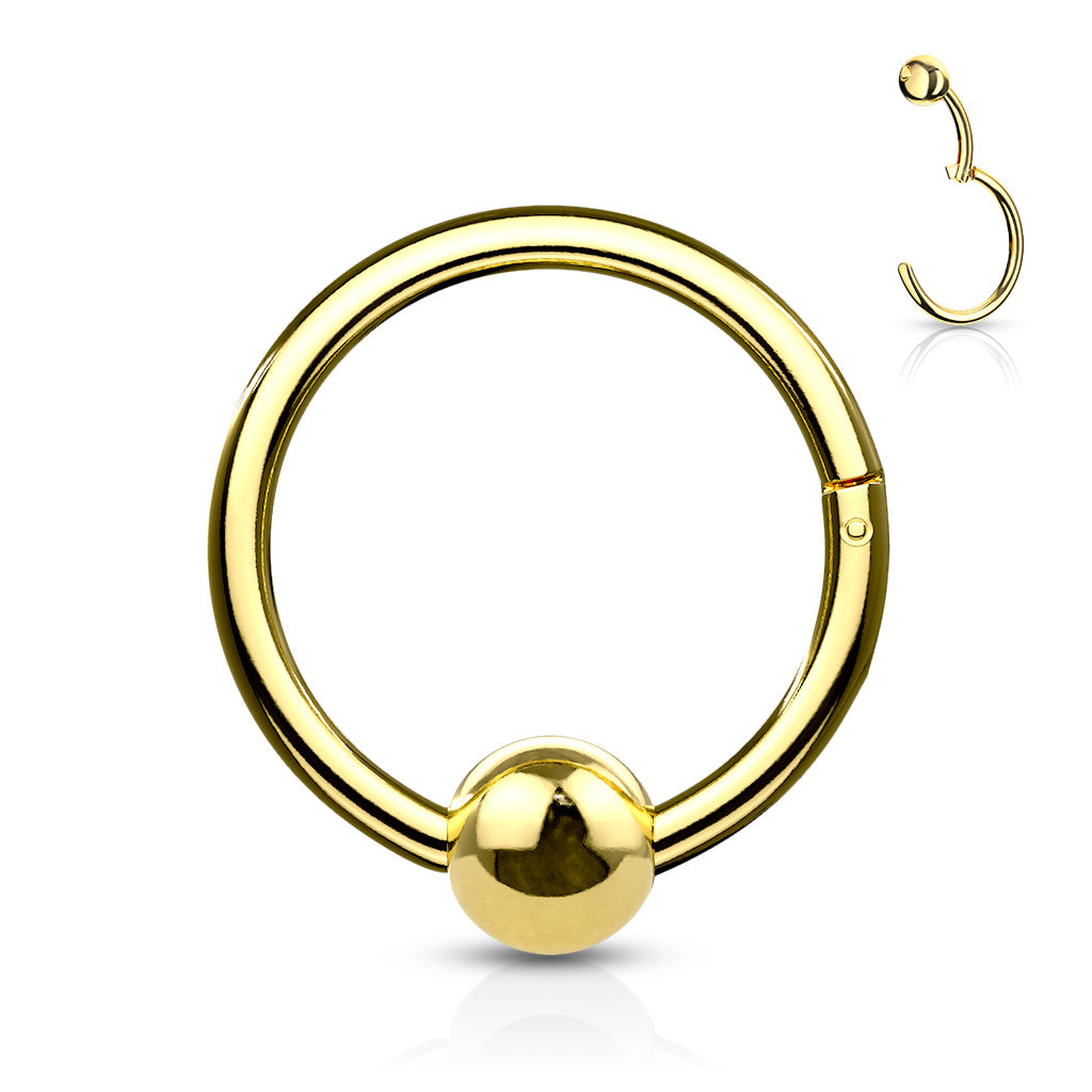 Single Hinge Hypoallergenic Hoop Segment with Ball