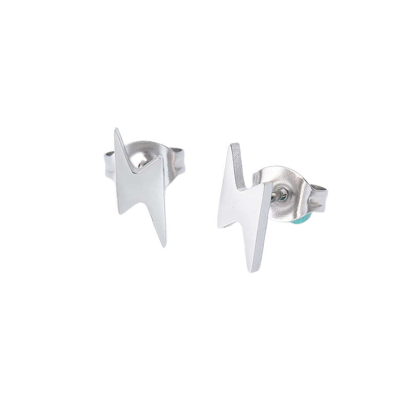 Stainless Steel Lightning Bolt Stud Earrings – Serenity Jewellery UK